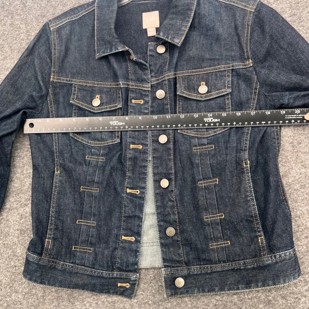 J. Jill Women Dark Wash Stretch Denim Trucker Jacket Indigo XS 3/4 Sleeve - Picture 7 of 10